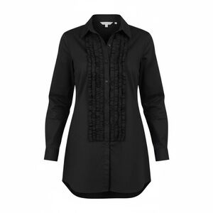 NWOT Soft Surrounding Ruffle Front V-Neck Long Sleeve Black Blouse Medium